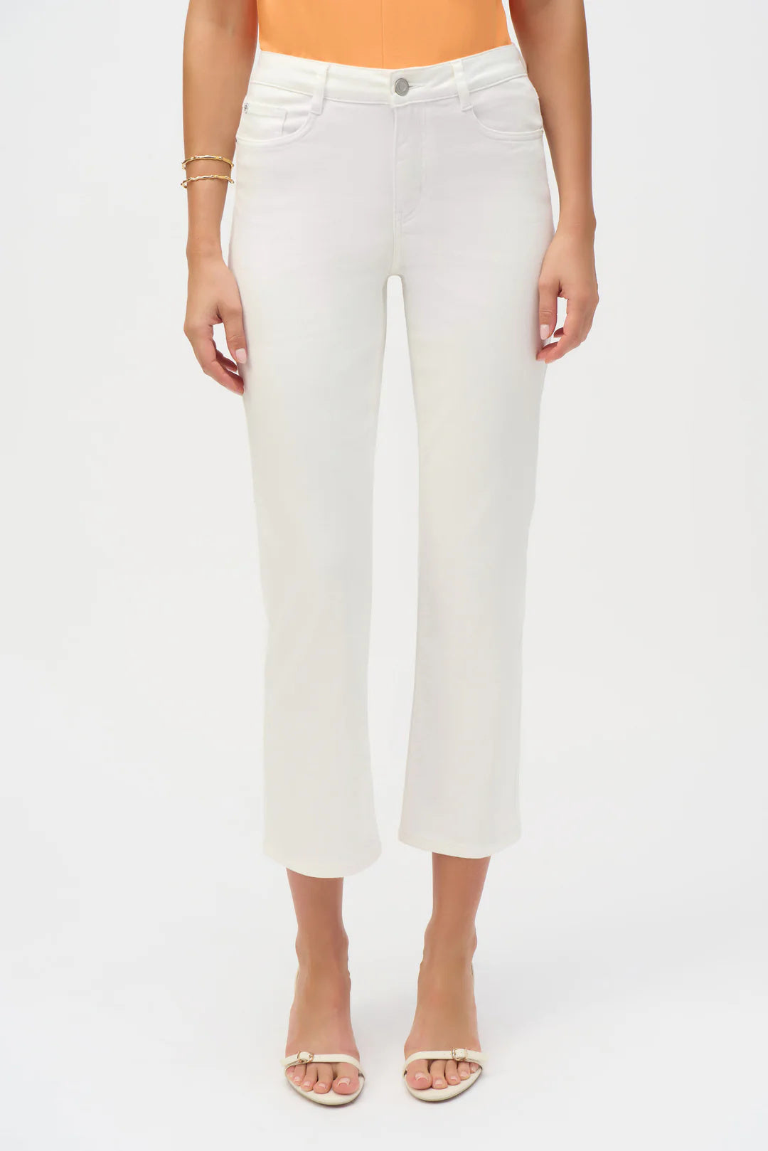 Jean stretch classique à coupe droite blanc