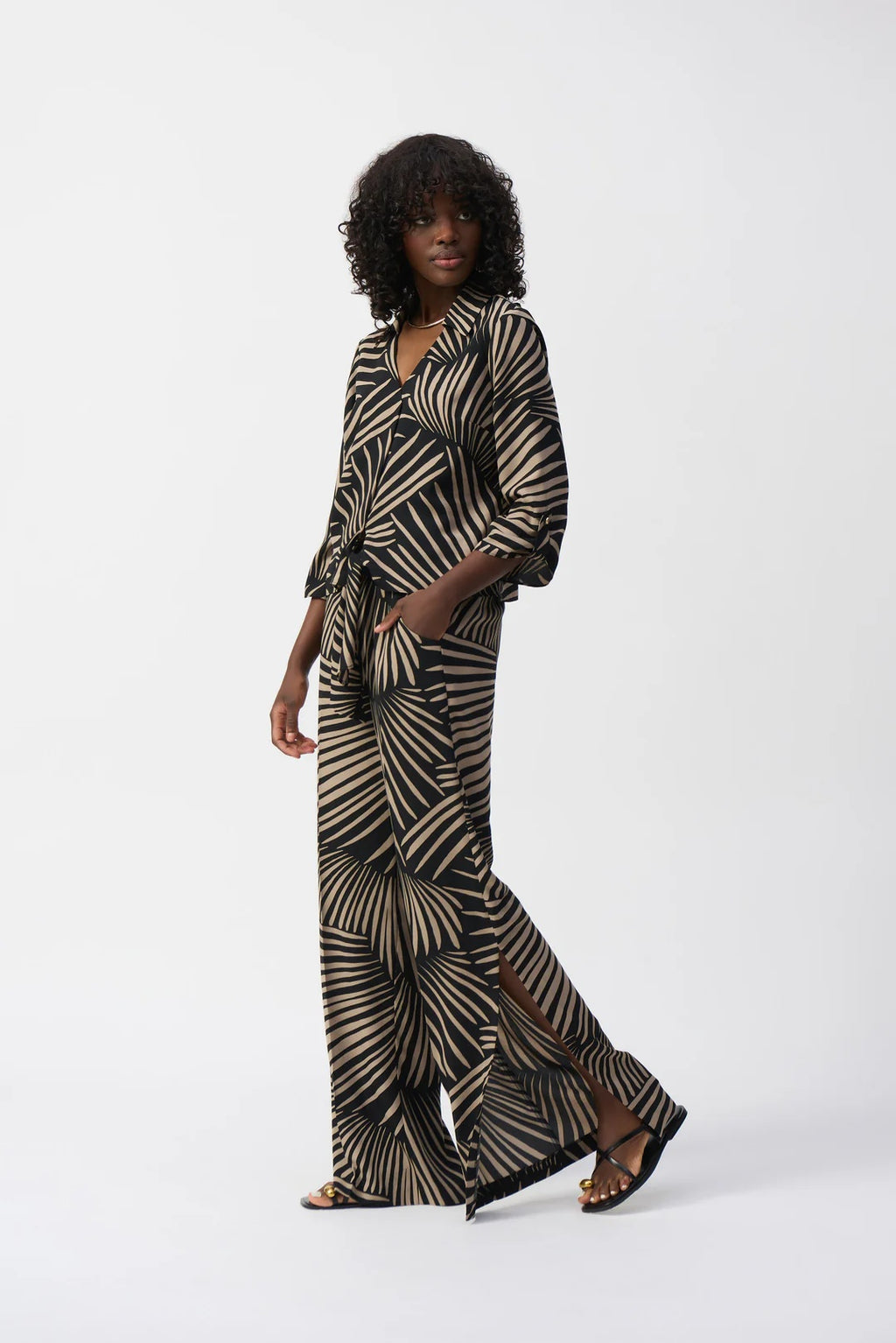 Haut imprimé tropical noir/dune