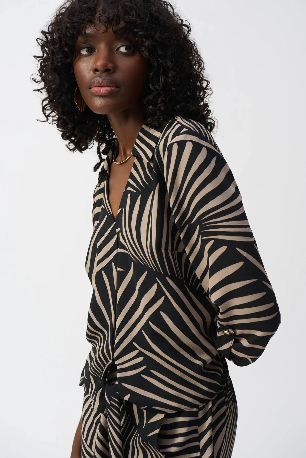 Haut imprimé tropical noir/dune