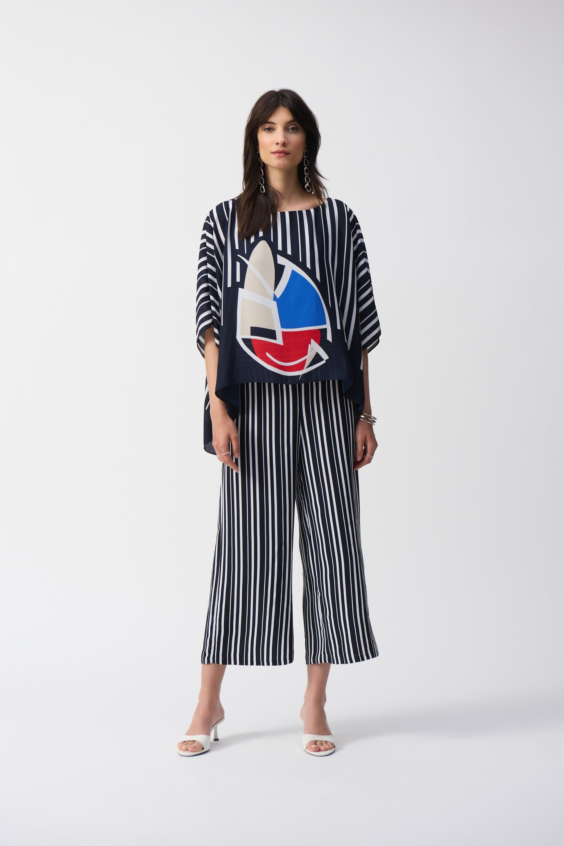 Pantalon culotte à imprimé rayé