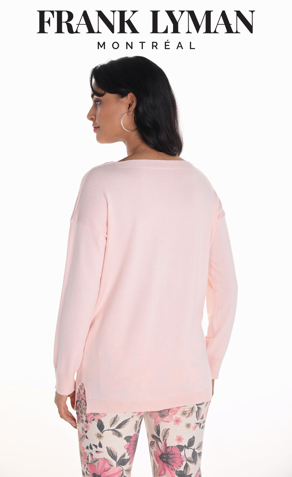 Frank Lyman Blush Embellished V-neck Pullover