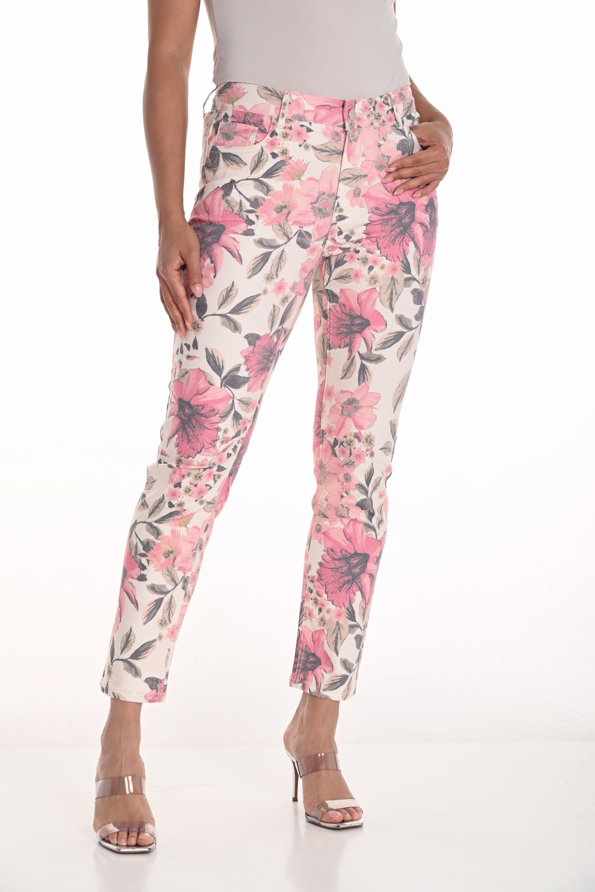 Pantalon droit à imprimé floral