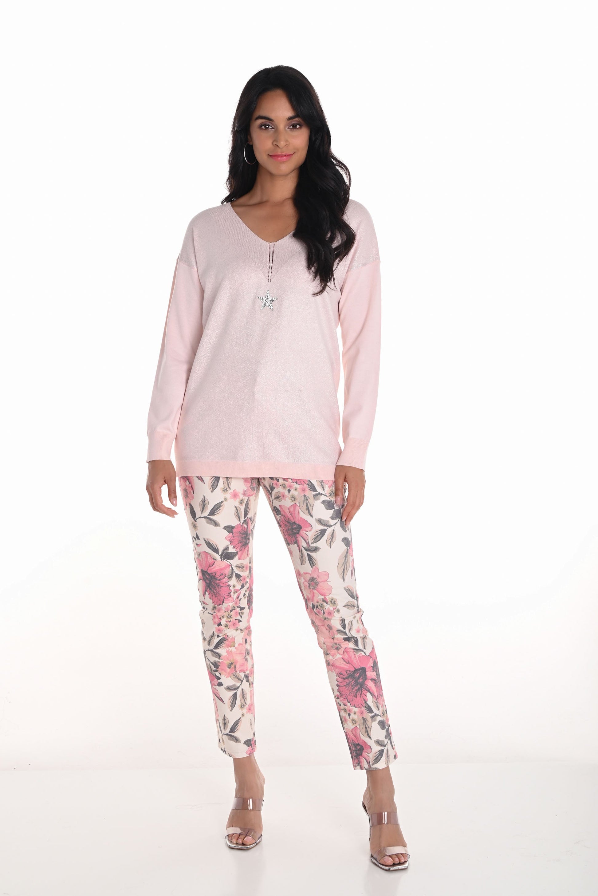 Pantalon droit à imprimé floral