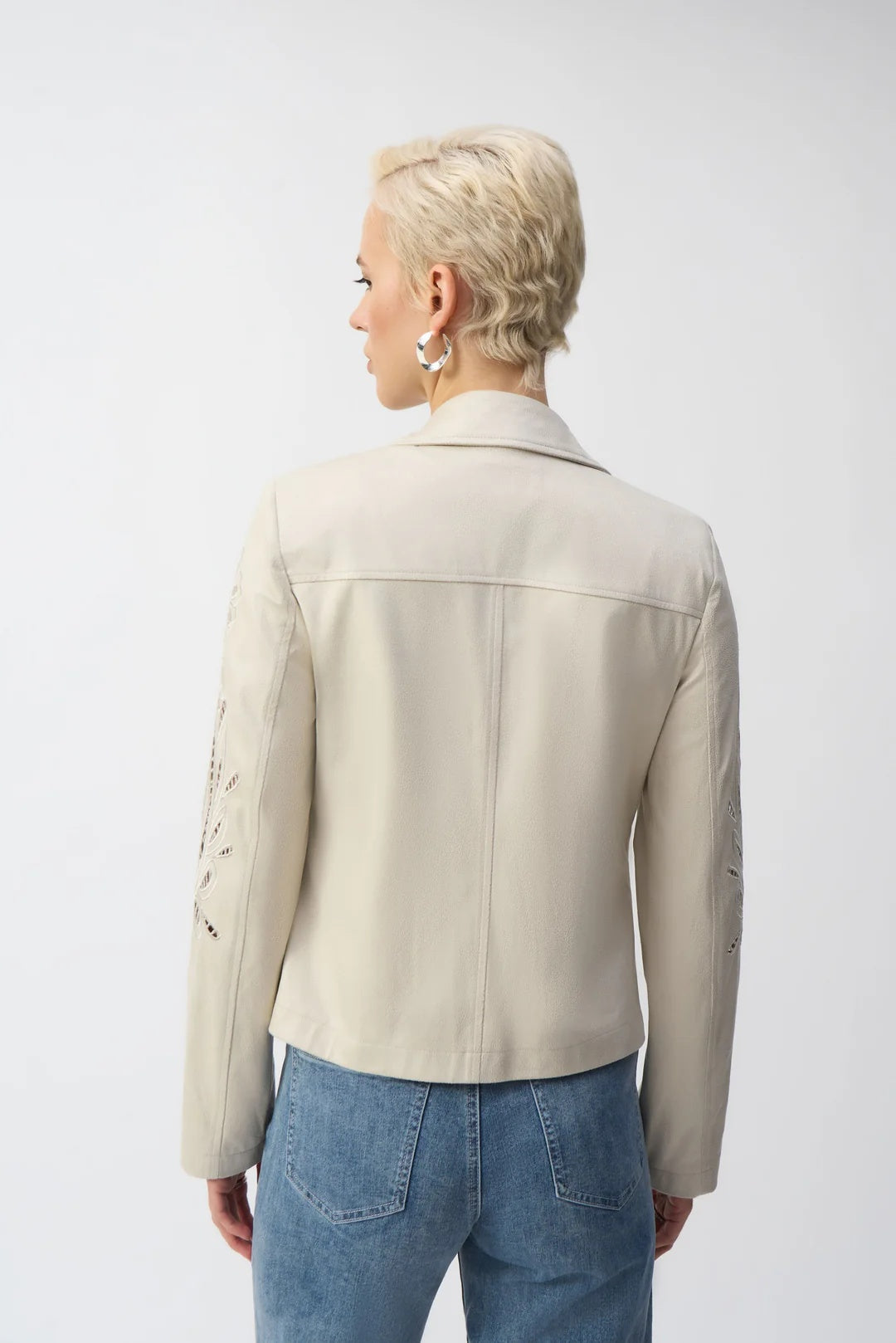Veste moto en faux daim métallisé