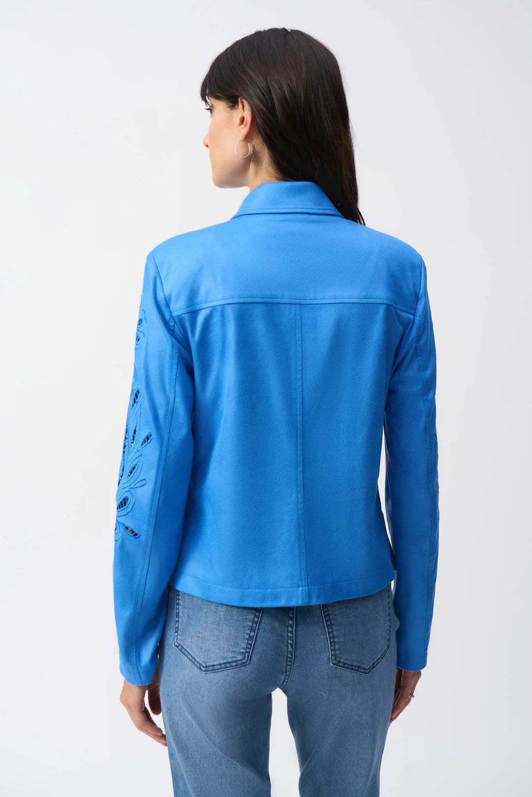 Veste moto en faux daim métallisé