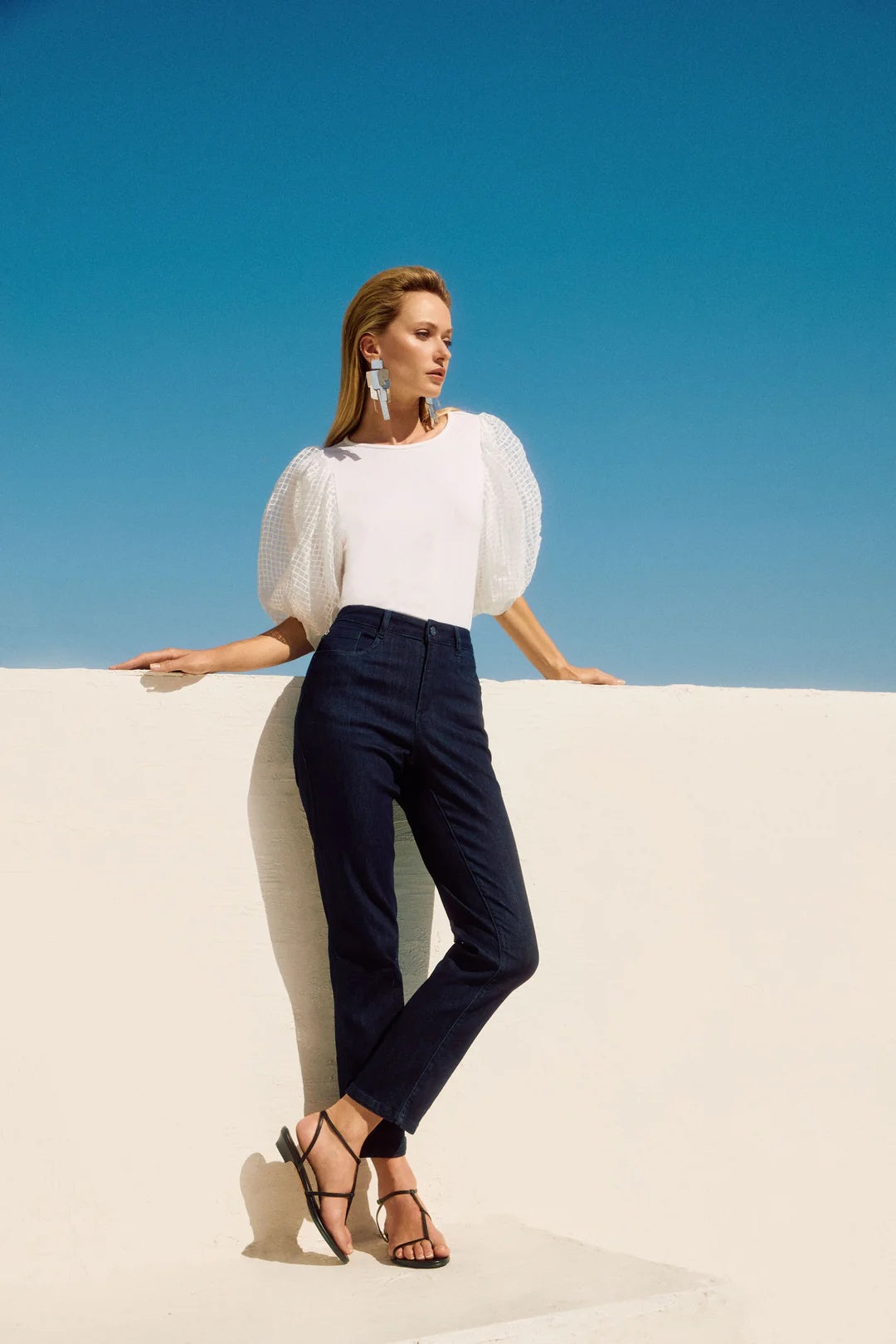 Jean stretch slim fit classique en denim foncé