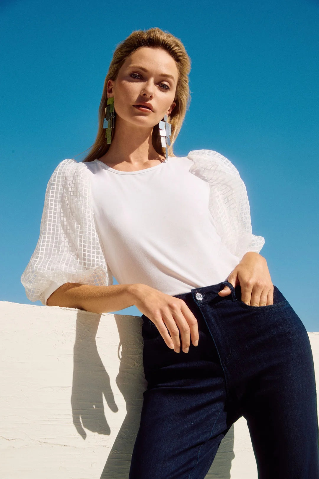 Jean stretch slim fit classique en denim foncé