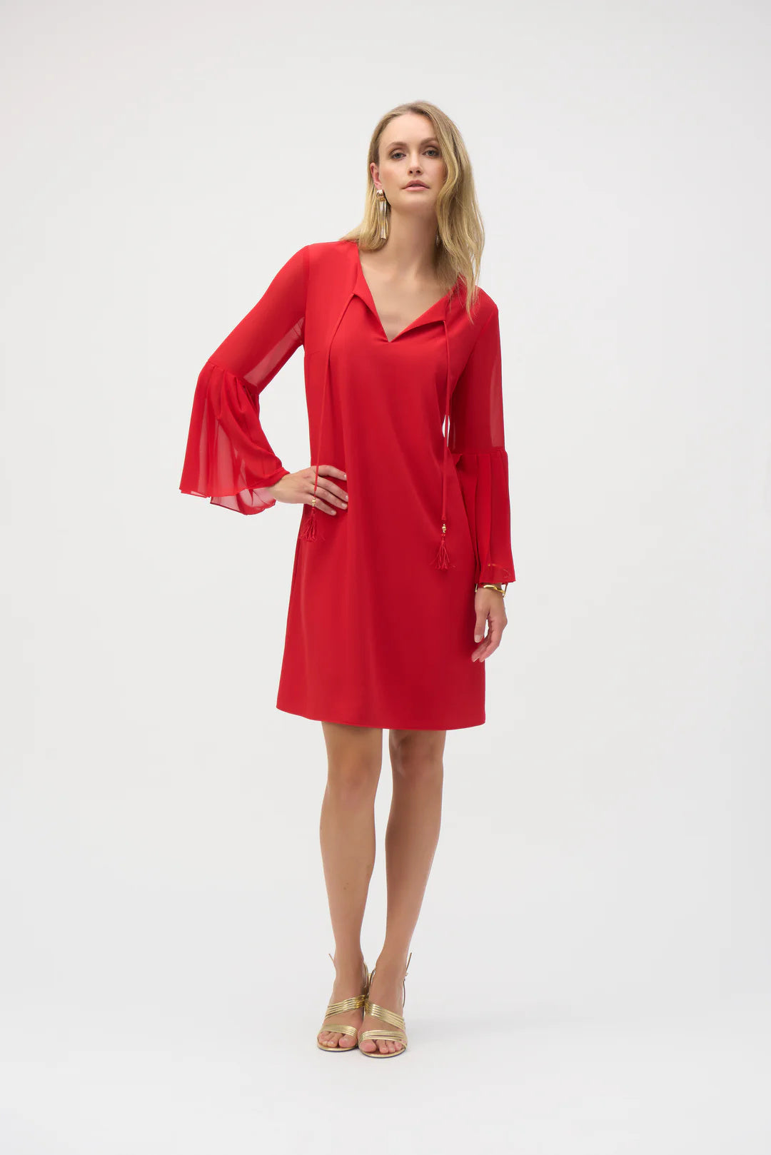 Robe droite en mousseline de soie