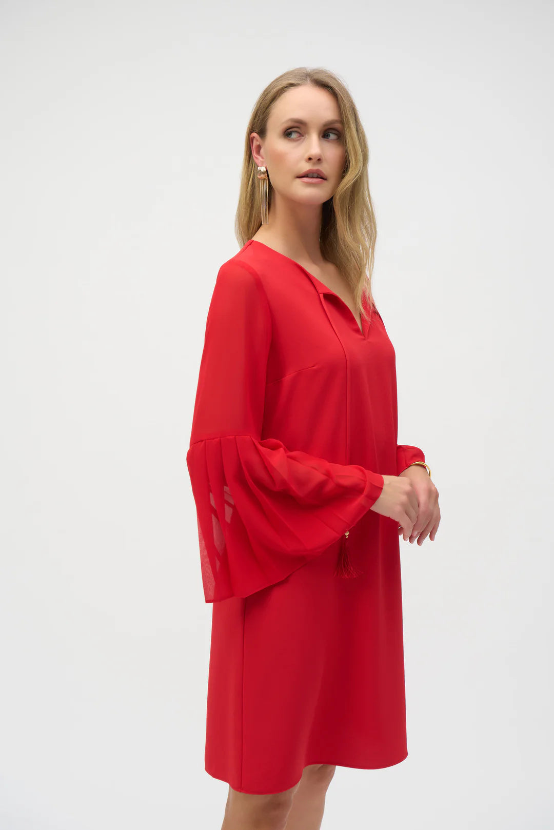 Robe droite en mousseline de soie