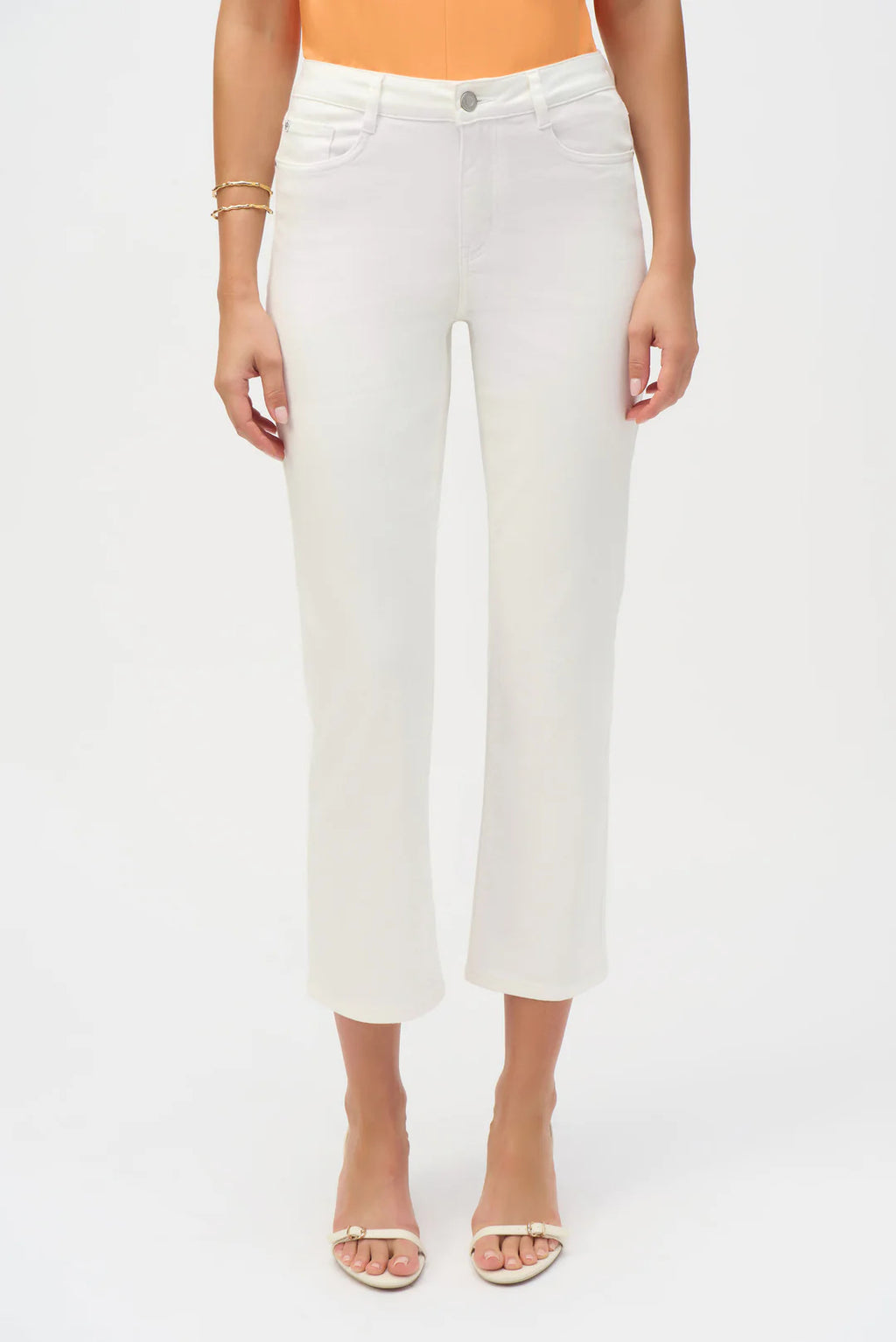 Jean stretch classique à coupe droite blanc