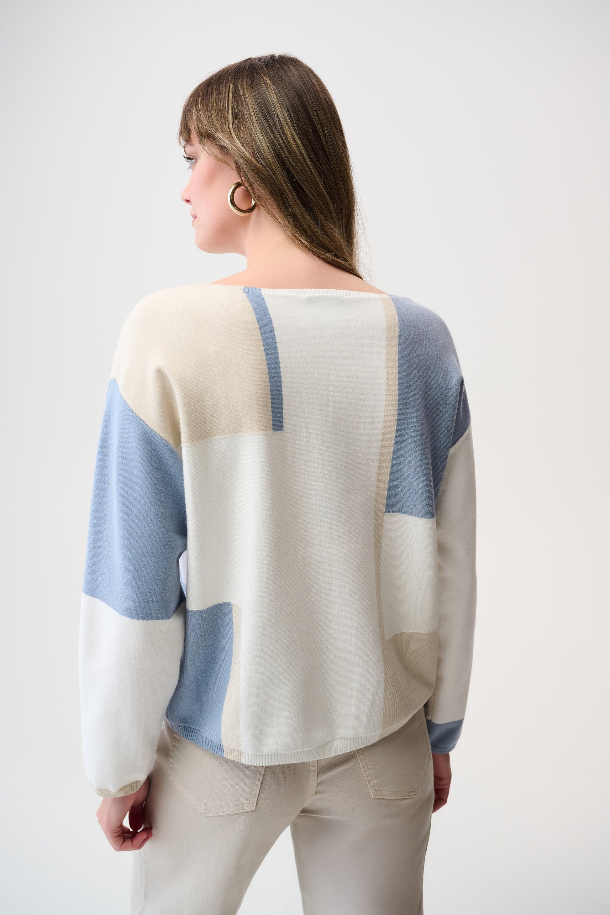 Pull color block en fil de viscose brossé