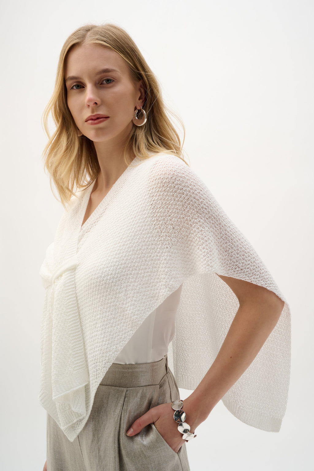 Cache-maillot drapé en maille douce