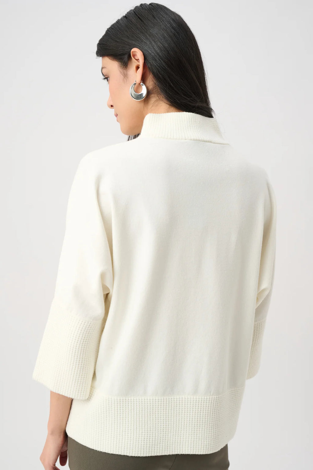 Half-zip ribbed trim sweater