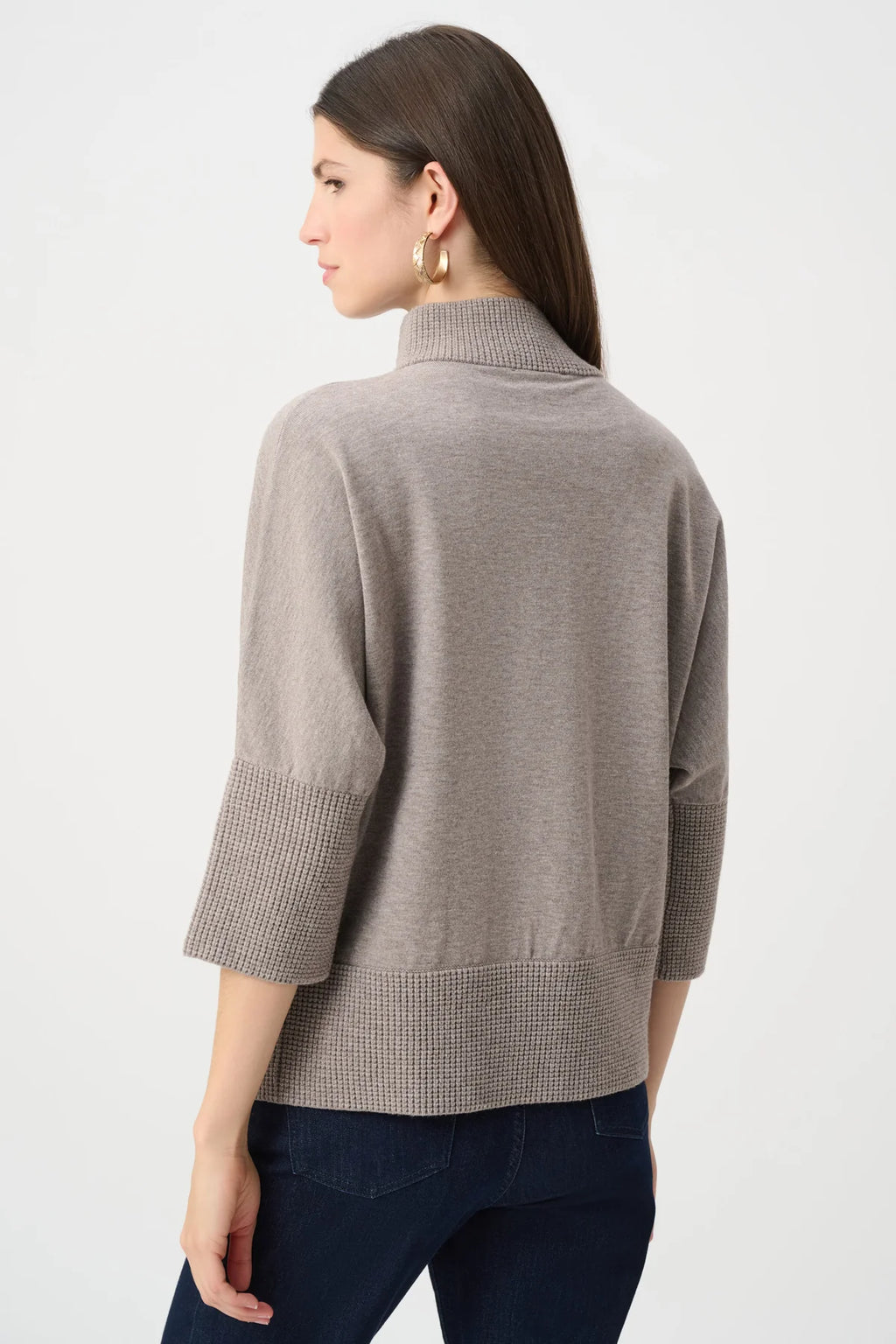 Half-zip ribbed trim sweater