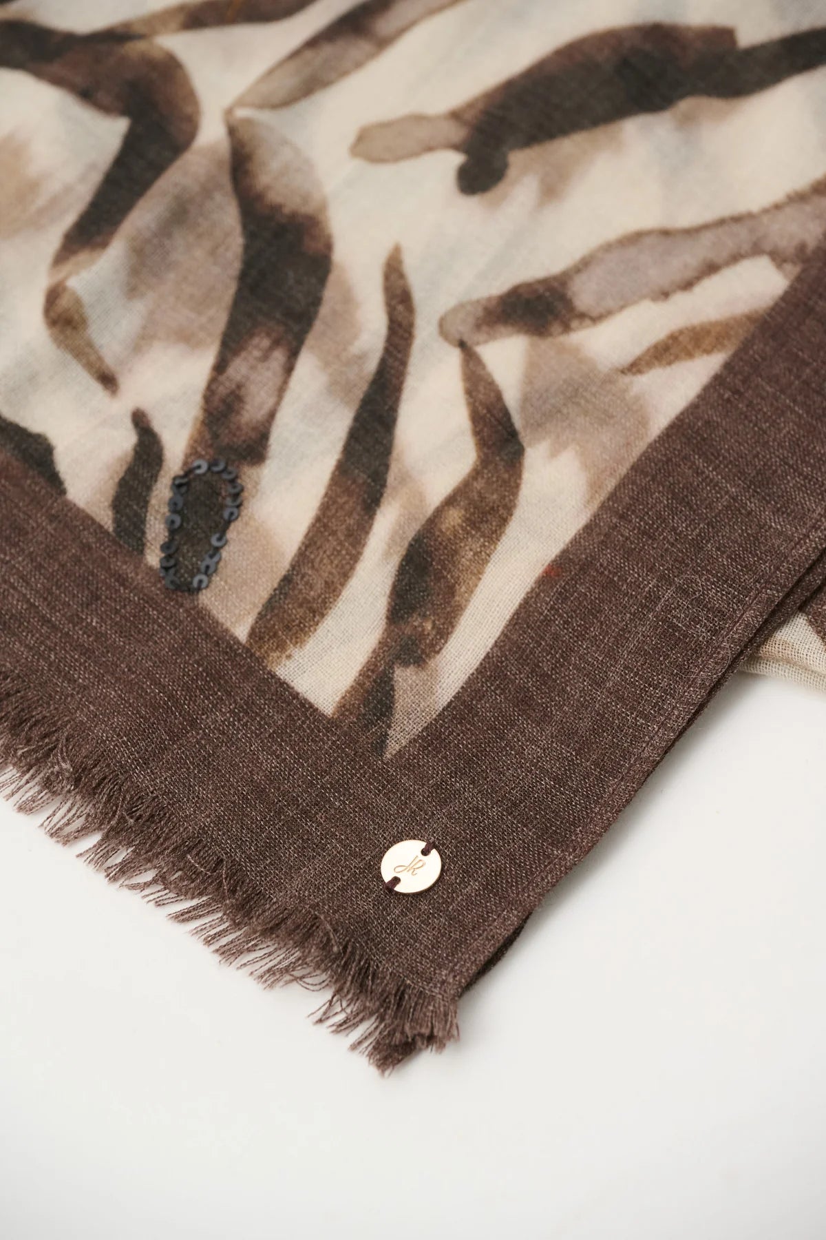 Écharpe en laine à motif animalier et franges