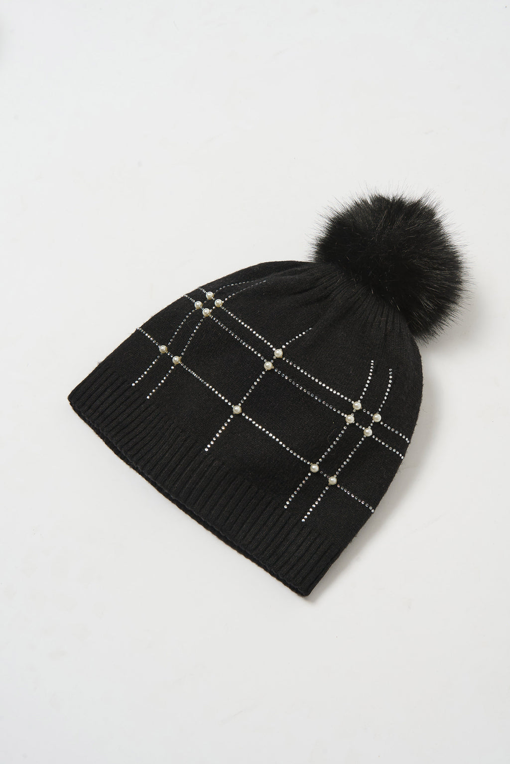 Chapeau pompom perlé