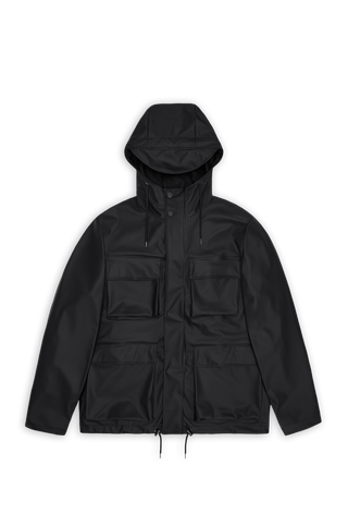 Waterproof hooded cargo jacket with pockets