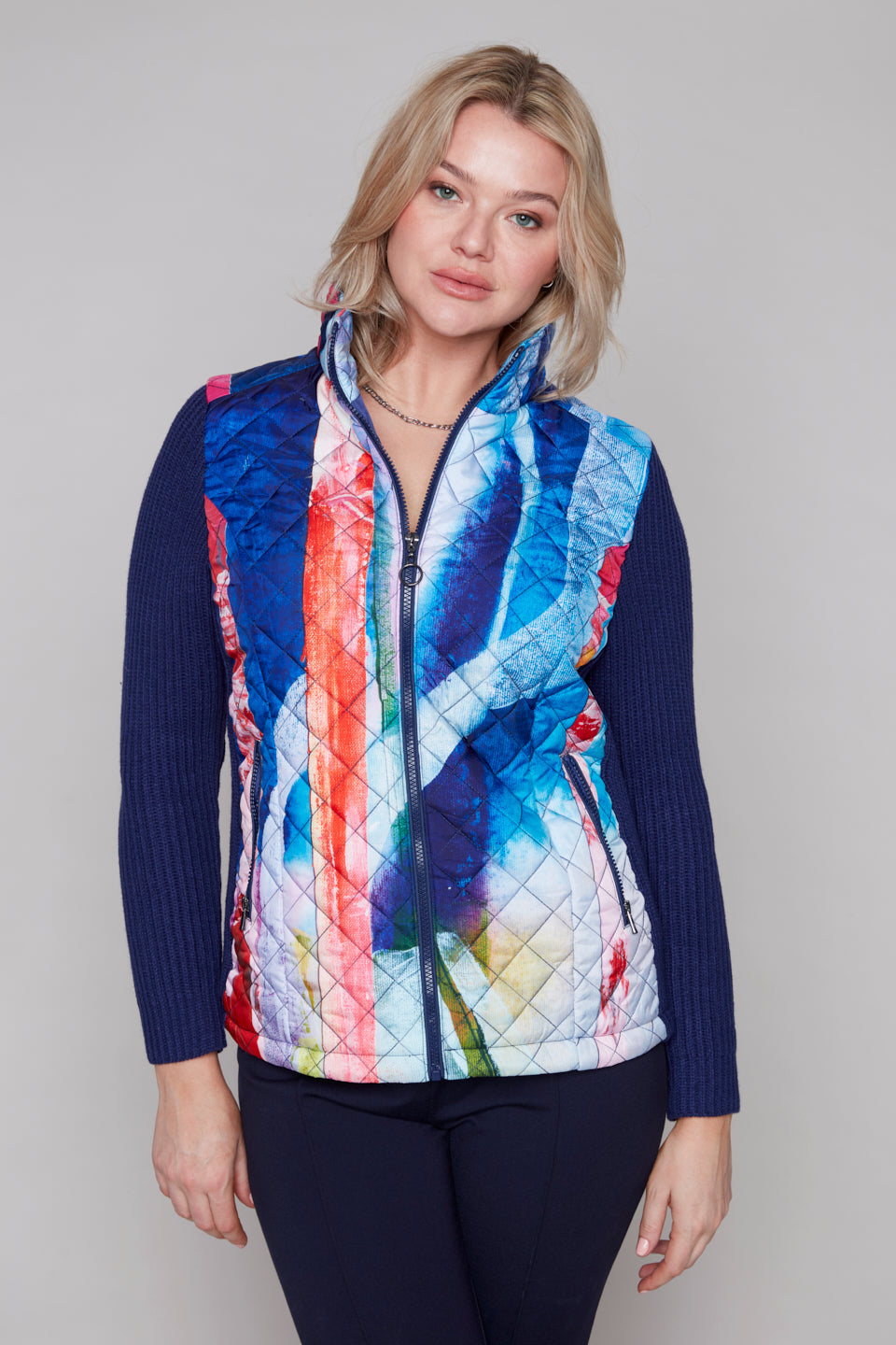 Veste matelassée à manches contrastées
