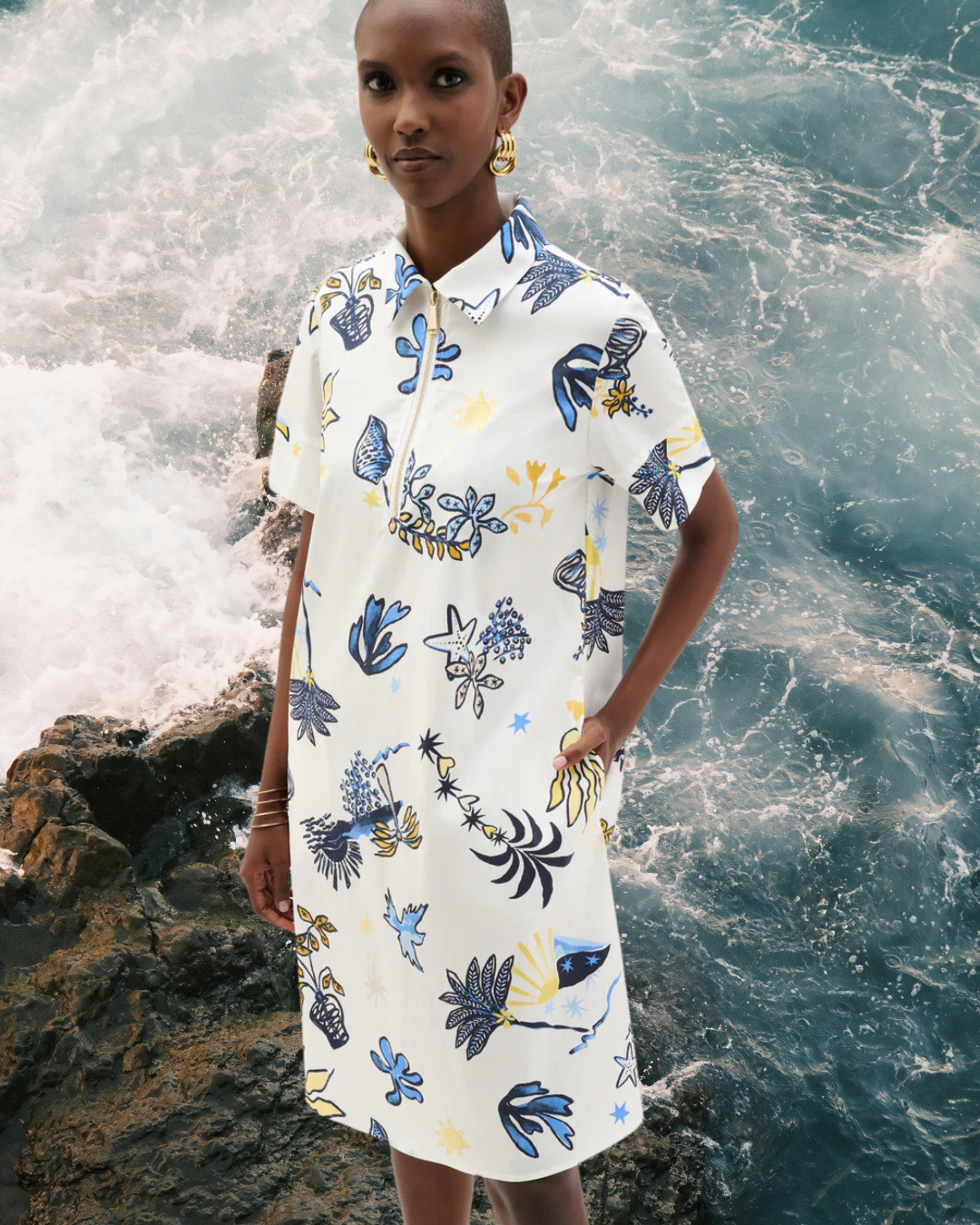 Robe chemise florale décontractée