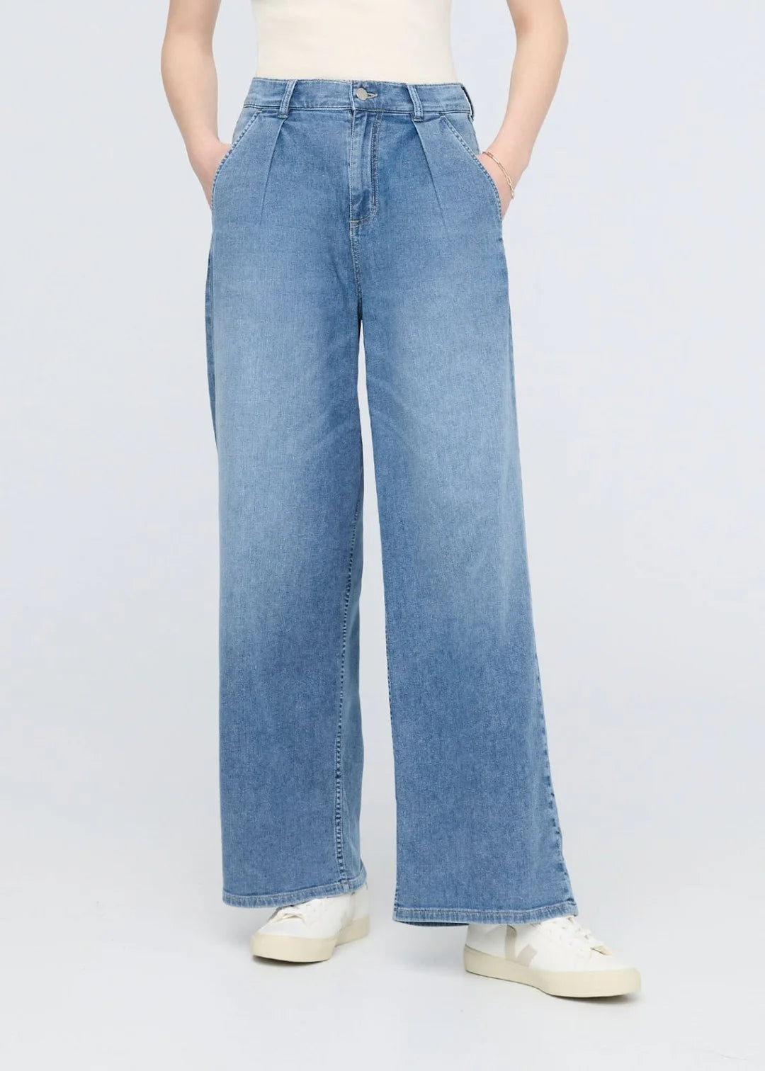 Pantalon plissé en denim performance lite