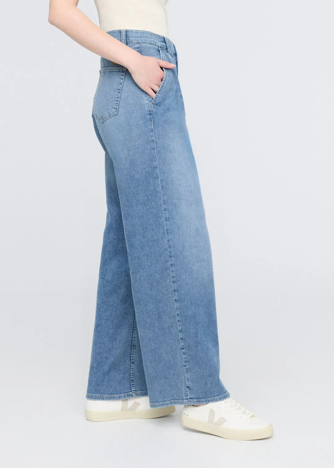 Pantalon plissé en denim performance lite