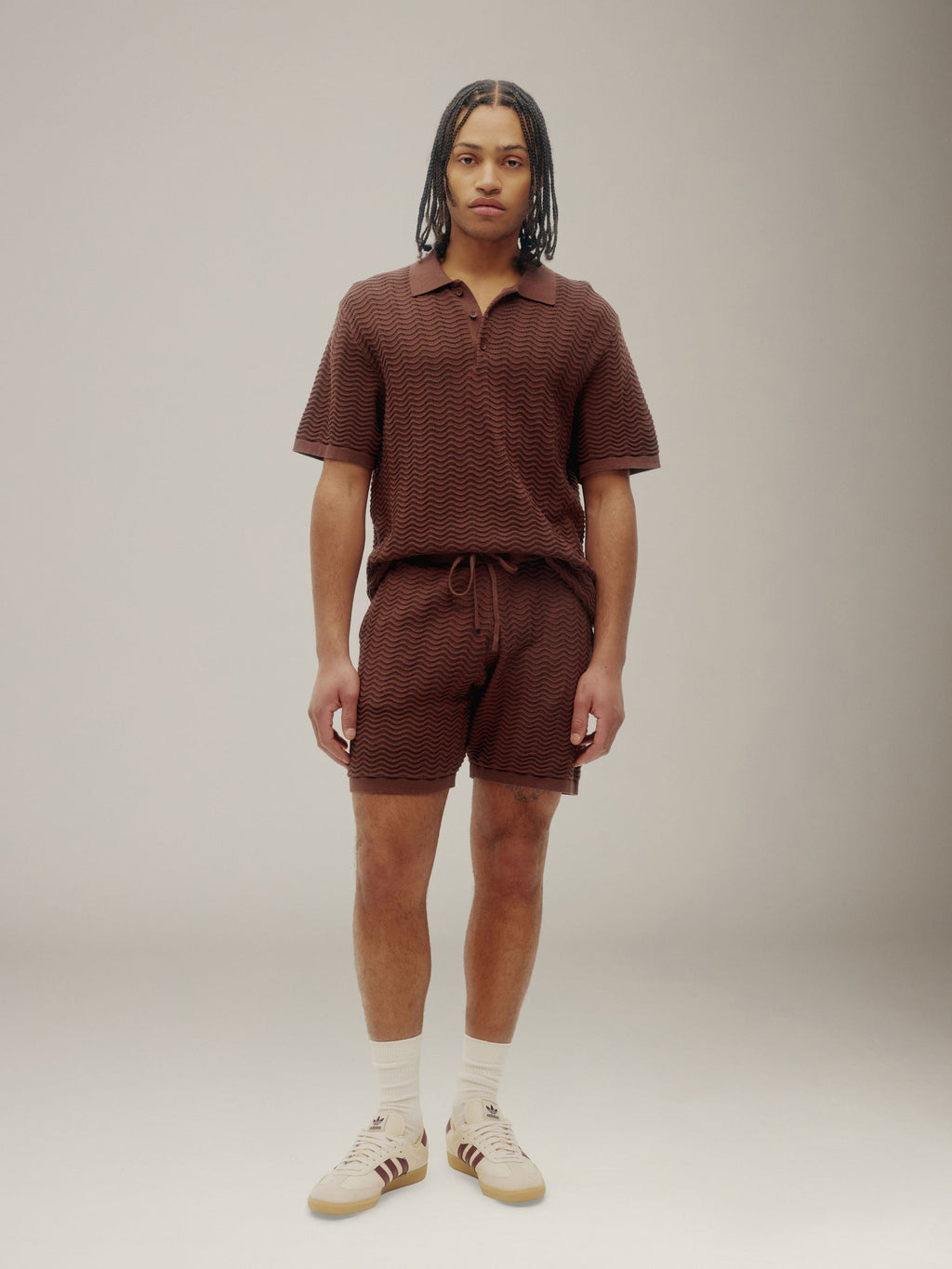Ripple knit polo shirt