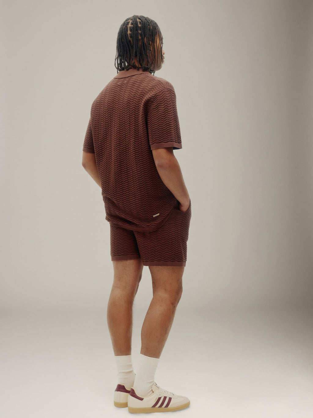 Ripple knit polo shirt