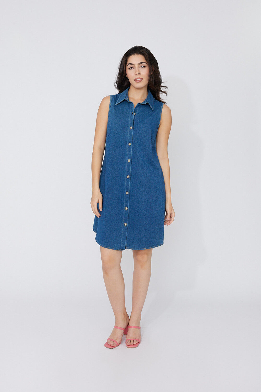 Robe chemise décontractée sans manches