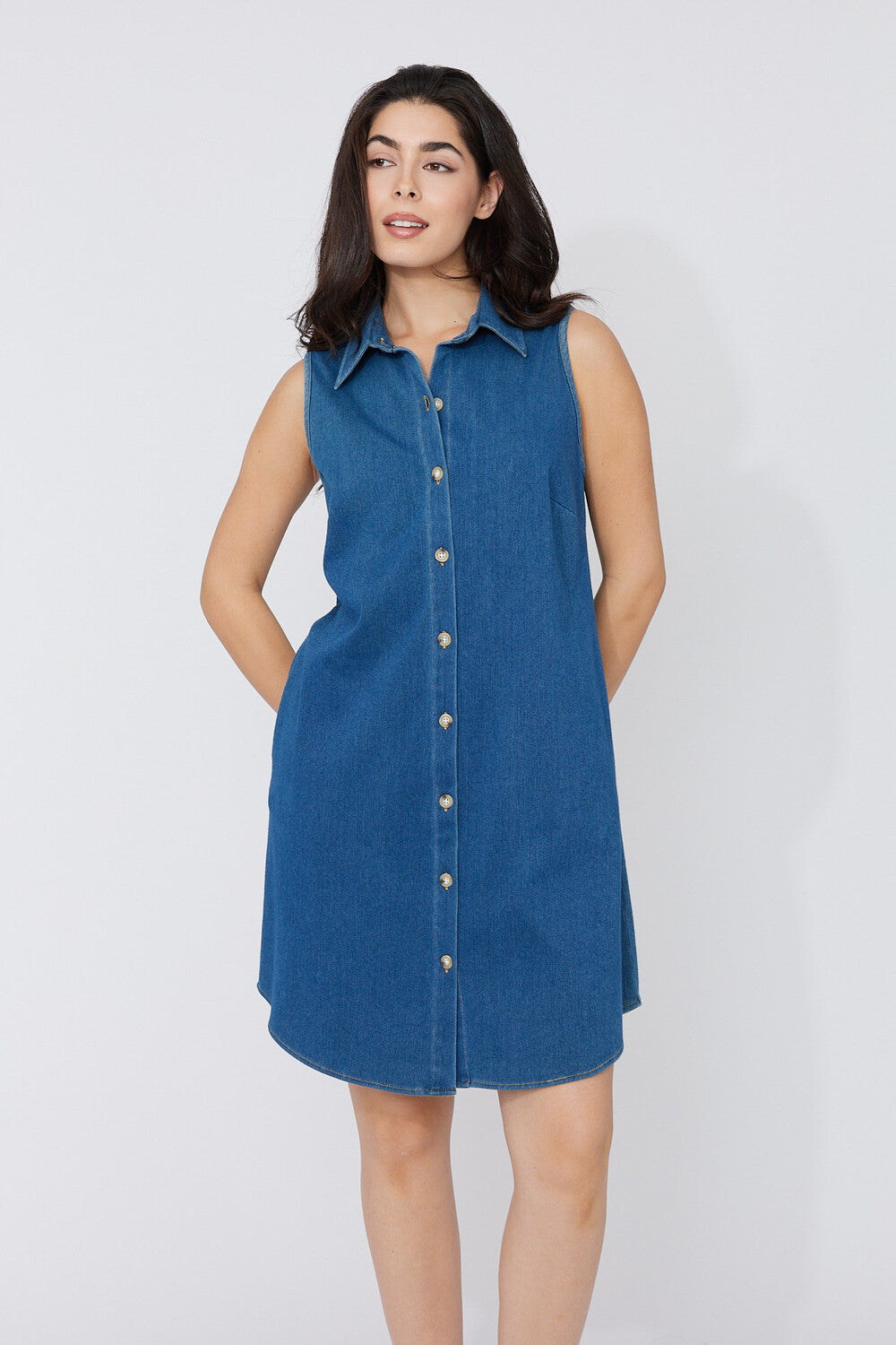Robe chemise décontractée sans manches