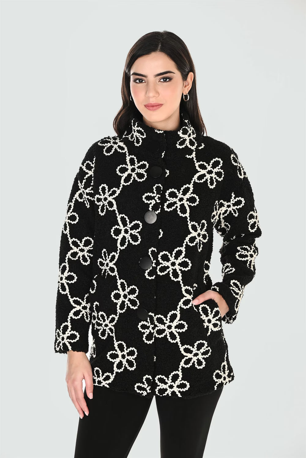 Manteau décontracté fleuri