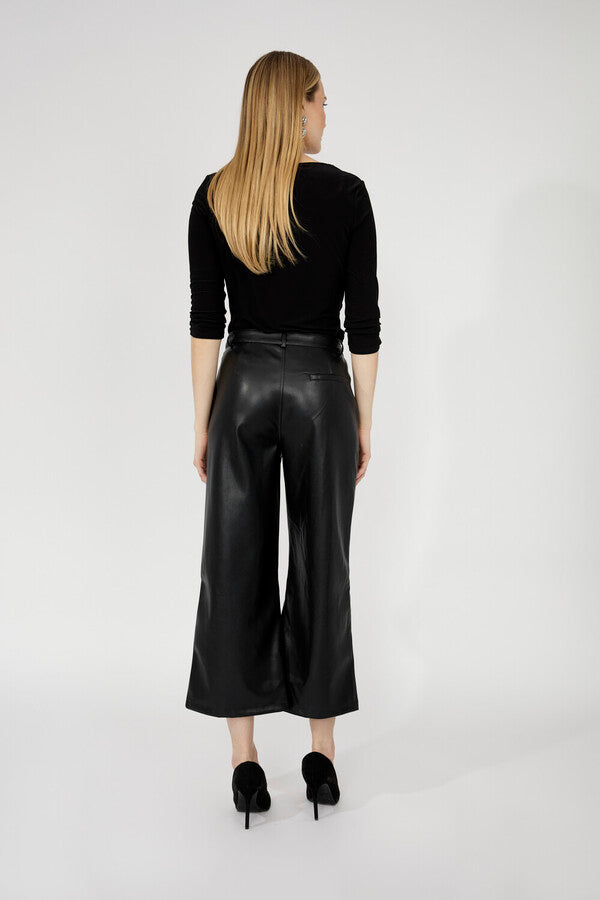 Pantalon large taille haute