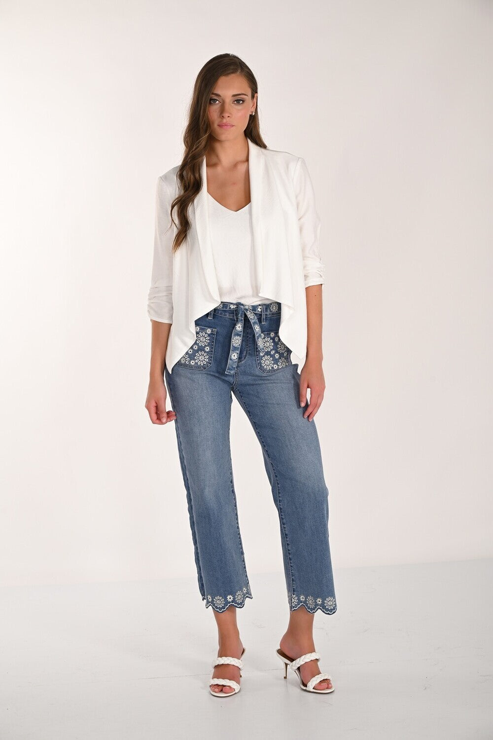 Pantalons floraux brodés