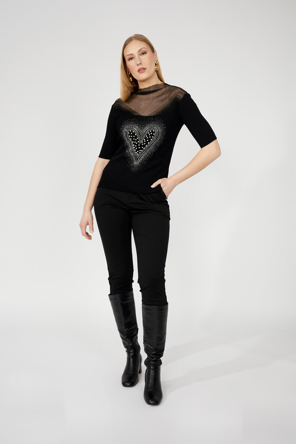 Pull col montant pailleté