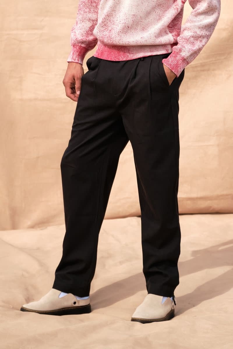 Pantalon en lin à double pli pour homme