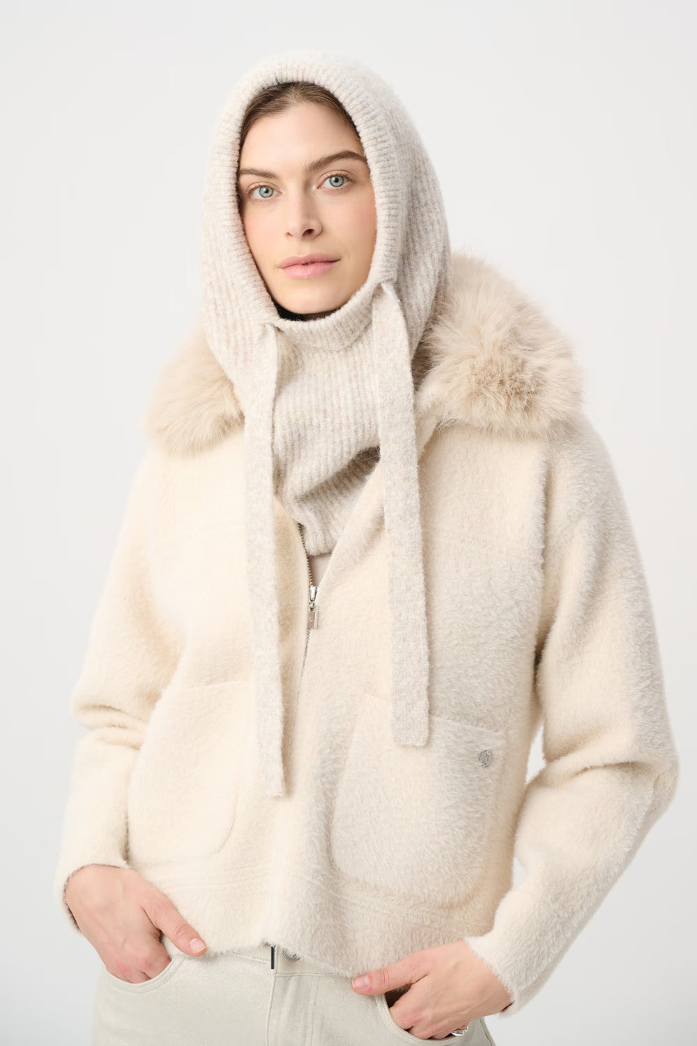 Écharpe à capuche en maille brossée