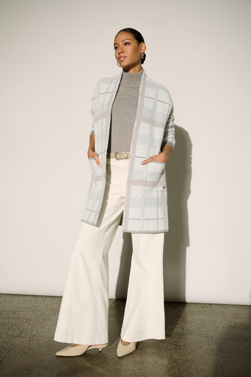 Cardigan décontracté à carreaux