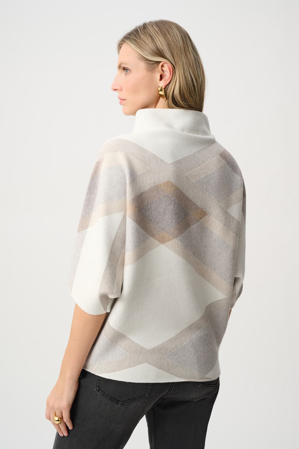 Poncho à col bénitier géométrique