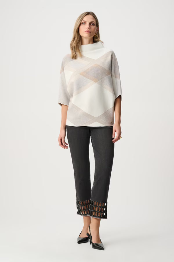 Poncho à col bénitier géométrique