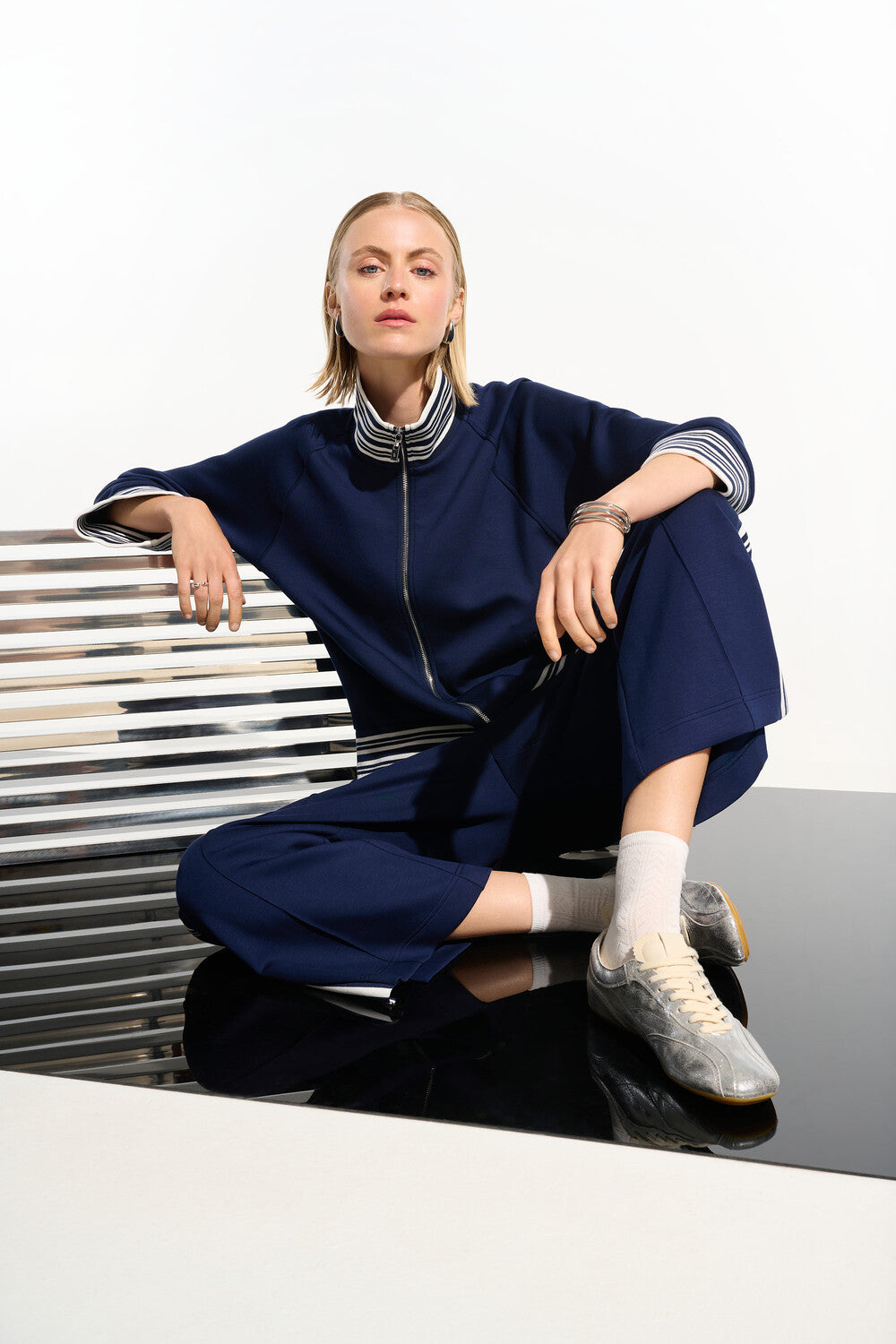 Pantalon rayé décontracté