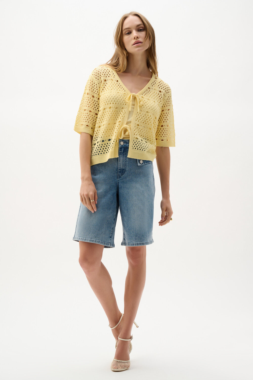 Shorts taille haute longueur genou