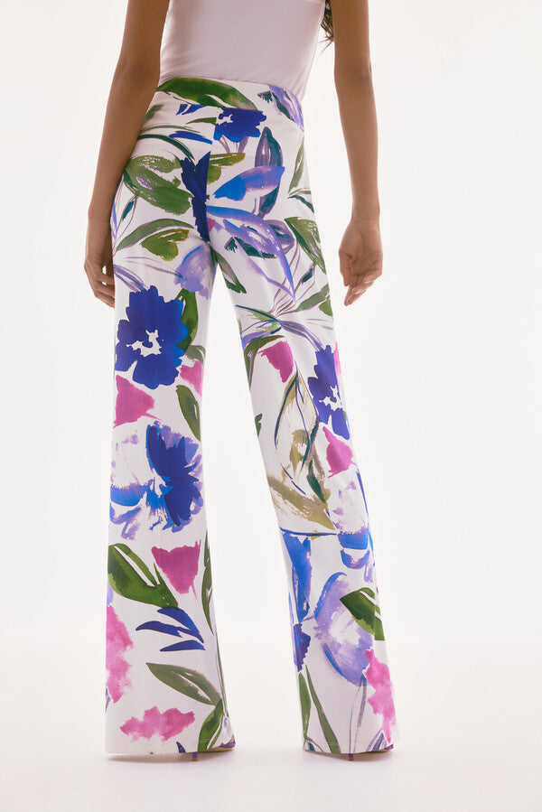 Pantalon taille haute fleurie