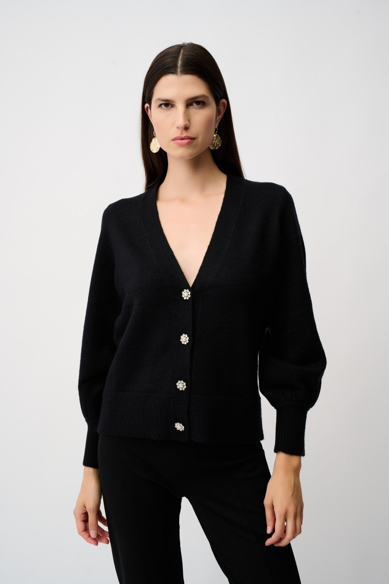 Blouse col en v à manches bouffantes