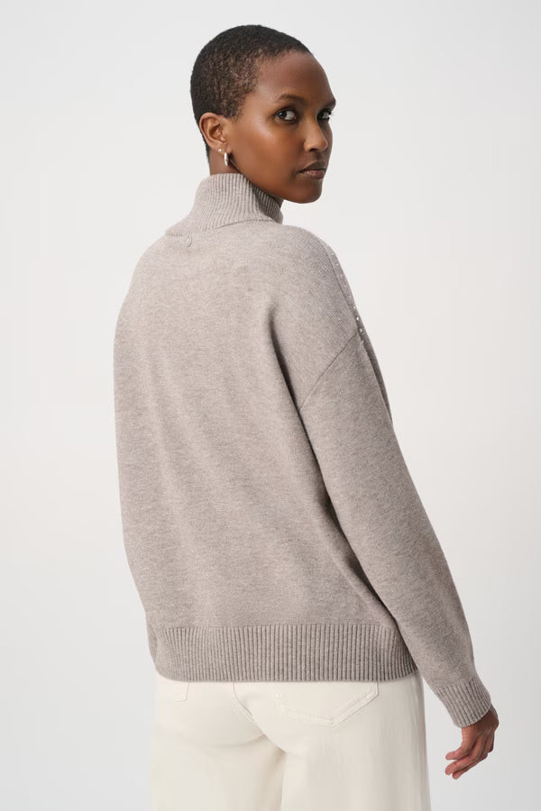 Pull col roulé orné bijou