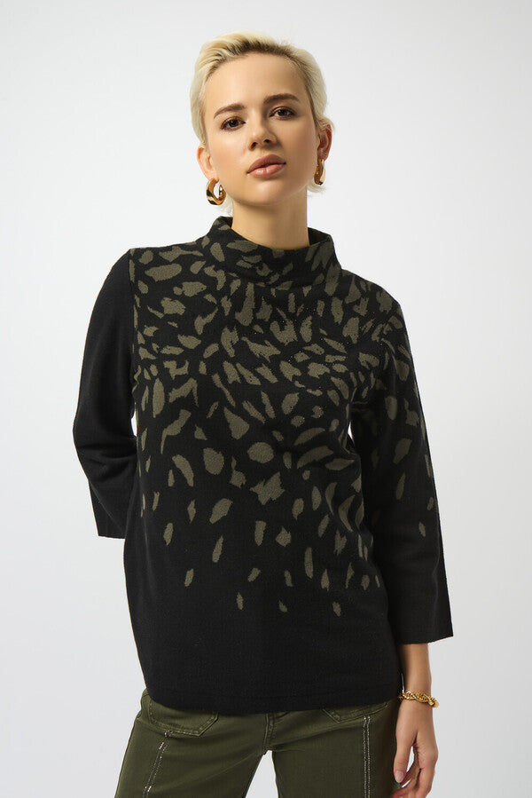 Pull col montant imprimé animal