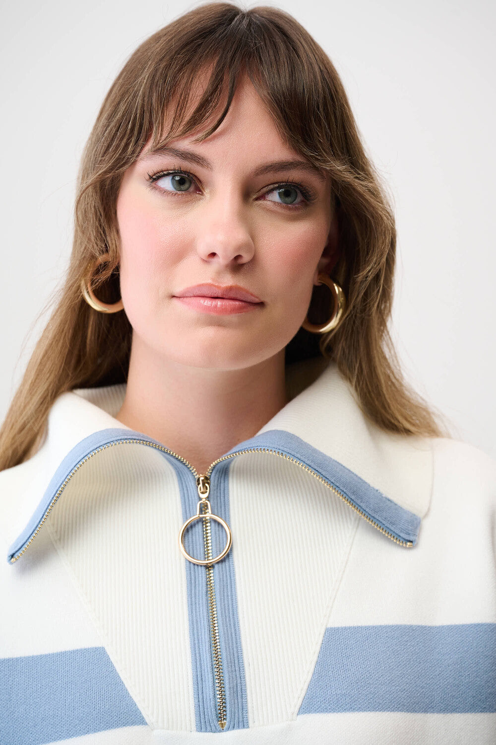 Haut zippé décontracté rayé