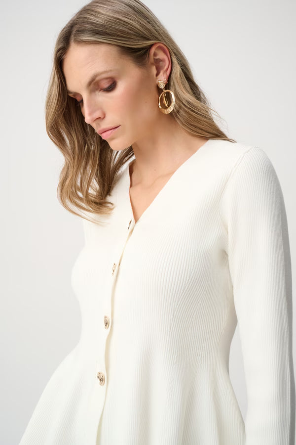 Button-front peplum blouse