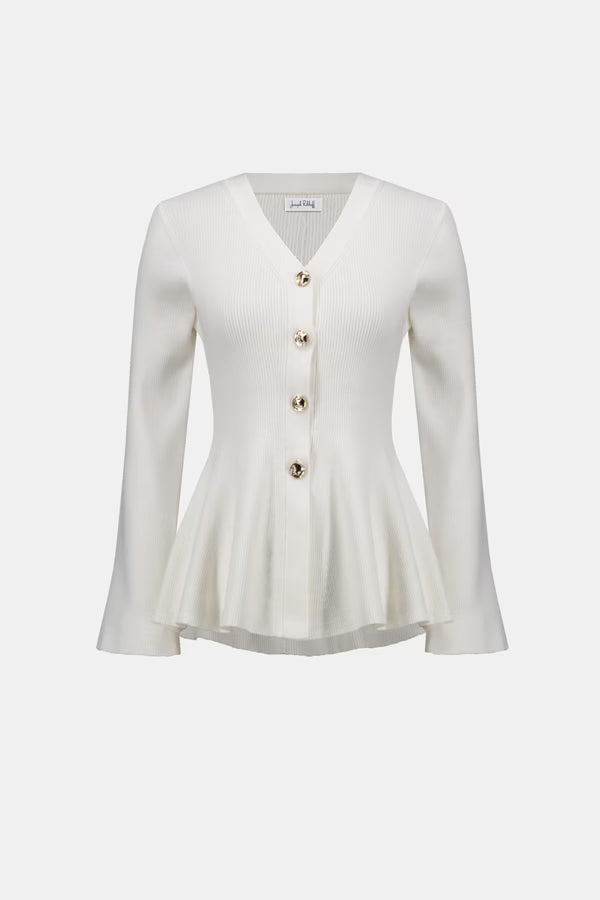 Button-front peplum blouse